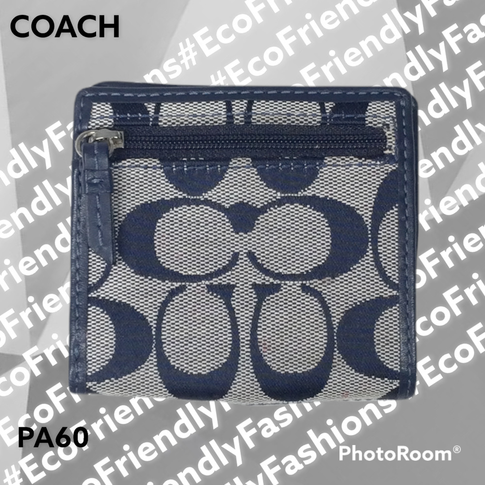 Coach Soho Pleated Signature Canvas Mini Wallet in Blue - Picture 2 of 4